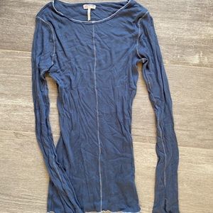 Free People Blue Fitted Long Sleeve
